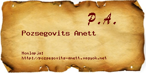 Pozsegovits Anett névjegykártya